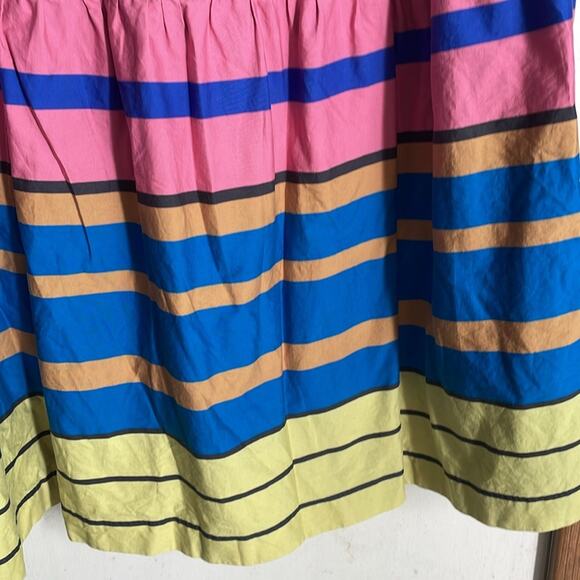 STAUD Sea Tiered Striped Stretch cotton Midi Skirt Multi Formentera Stripe - Picture 12 of 16